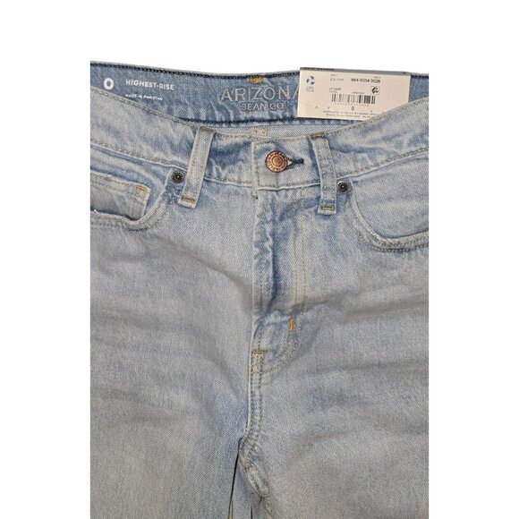 Arizona Highest-Rise Skater Jeans Light Blue Denim Recycled Cotton Distressed St - Picture 2 of 7